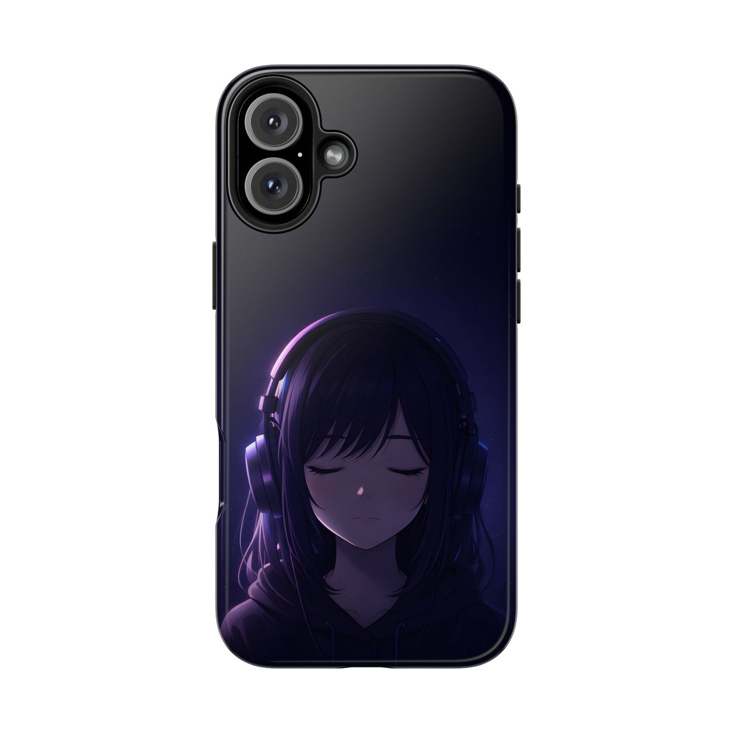 Midnight Lofi Anime Girl Tough Case - Deep Purple Music Cover for iPhone & Samsung