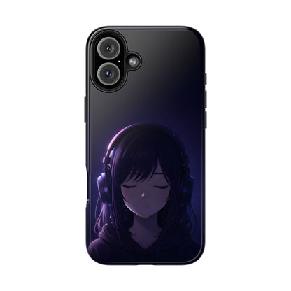 Midnight Lofi Anime Girl Tough Case - Deep Purple Music Cover for iPhone & Samsung