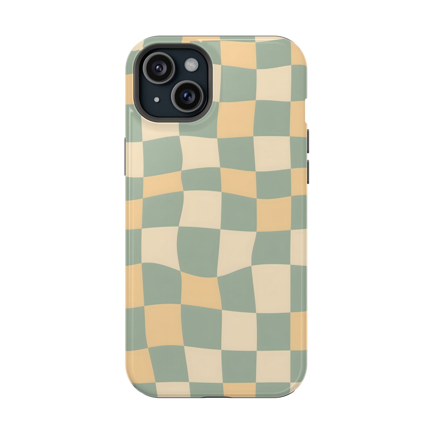 Wavy Sage & Cream Checkerboard Magnetic Case