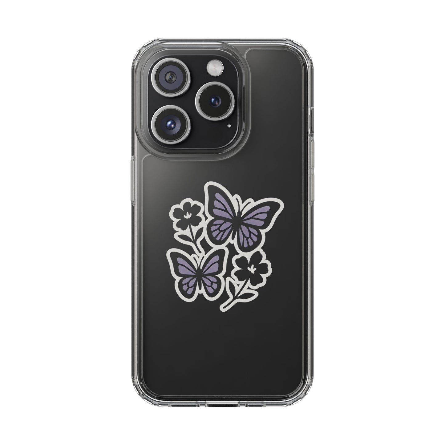 Clear Lavender Butterfly Case - Floral Botanical Transparent Cover for iPhone & Samsung