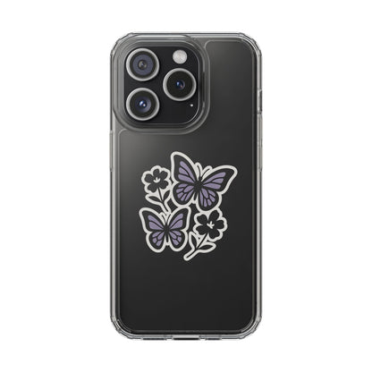 Clear Lavender Butterfly Case - Floral Botanical Transparent Cover for iPhone & Samsung