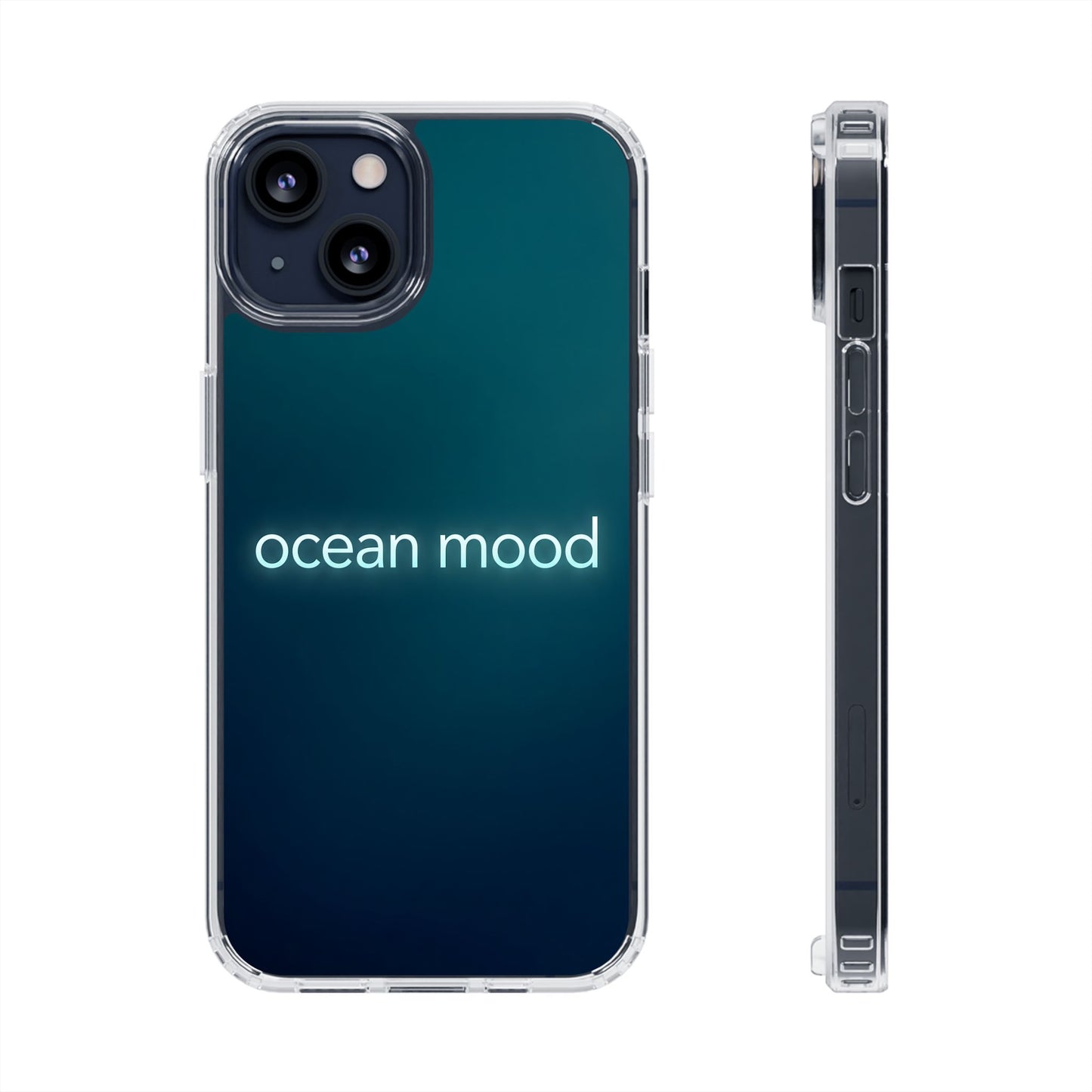 Dark Ocean Mood Neon Typography Case - MagSafe Compatible Minimalist Cover