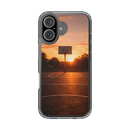 Clear Golden Hour Basketball Case - Urban Sunset Court Transparent Cover