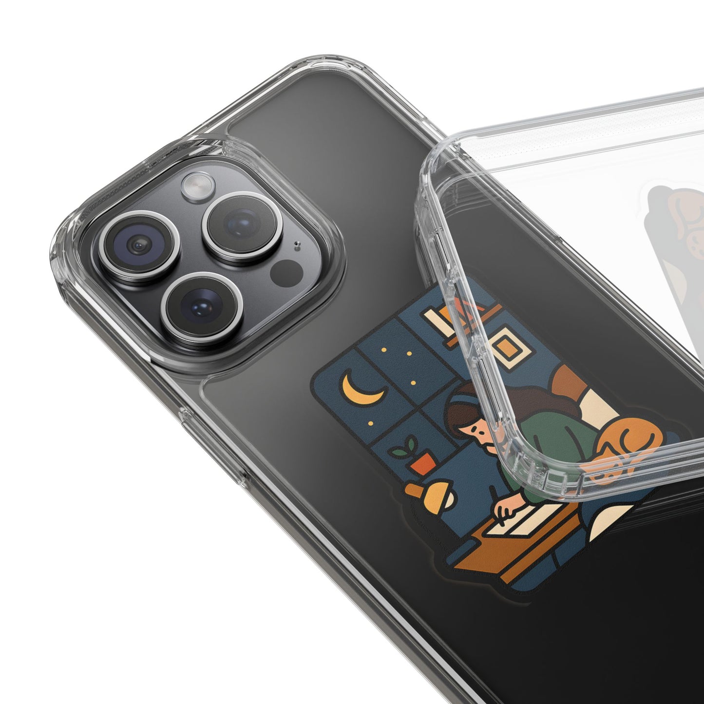 Clear Lofi Midnight Study Case - Cozy Aesthetic Transparent Cover for iPhone & Samsung