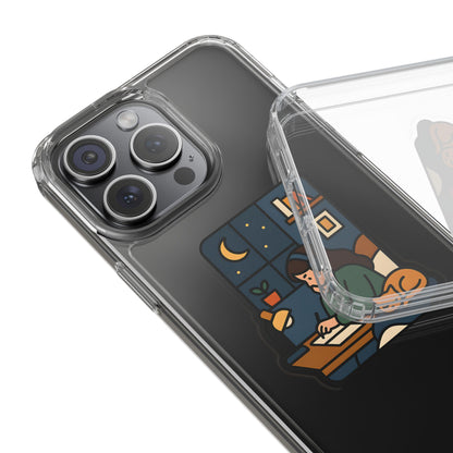 Clear Lofi Midnight Study Case - Cozy Aesthetic Transparent Cover for iPhone & Samsung