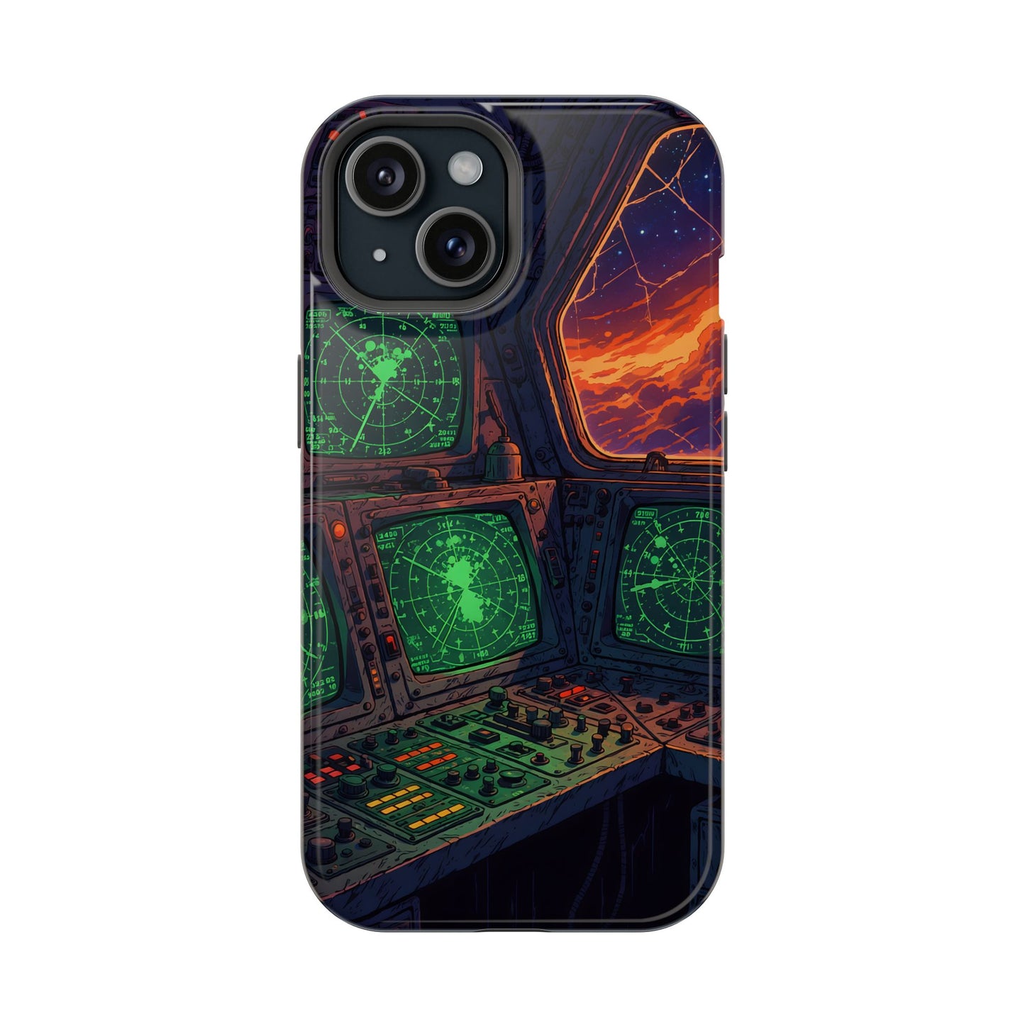 Cosmic Command: Retro Spaceship Cockpit MagSafe Case