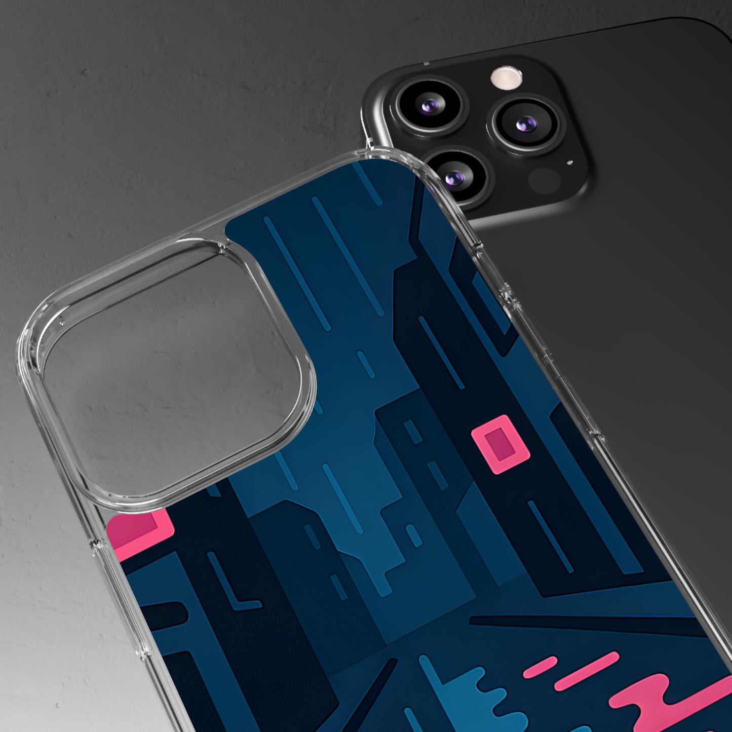 Clear Rainy Neon Street Case - Minimalist Urban Aesthetic Transparent Cover