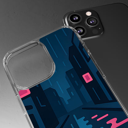 Clear Rainy Neon Street Case - Minimalist Urban Aesthetic Transparent Cover