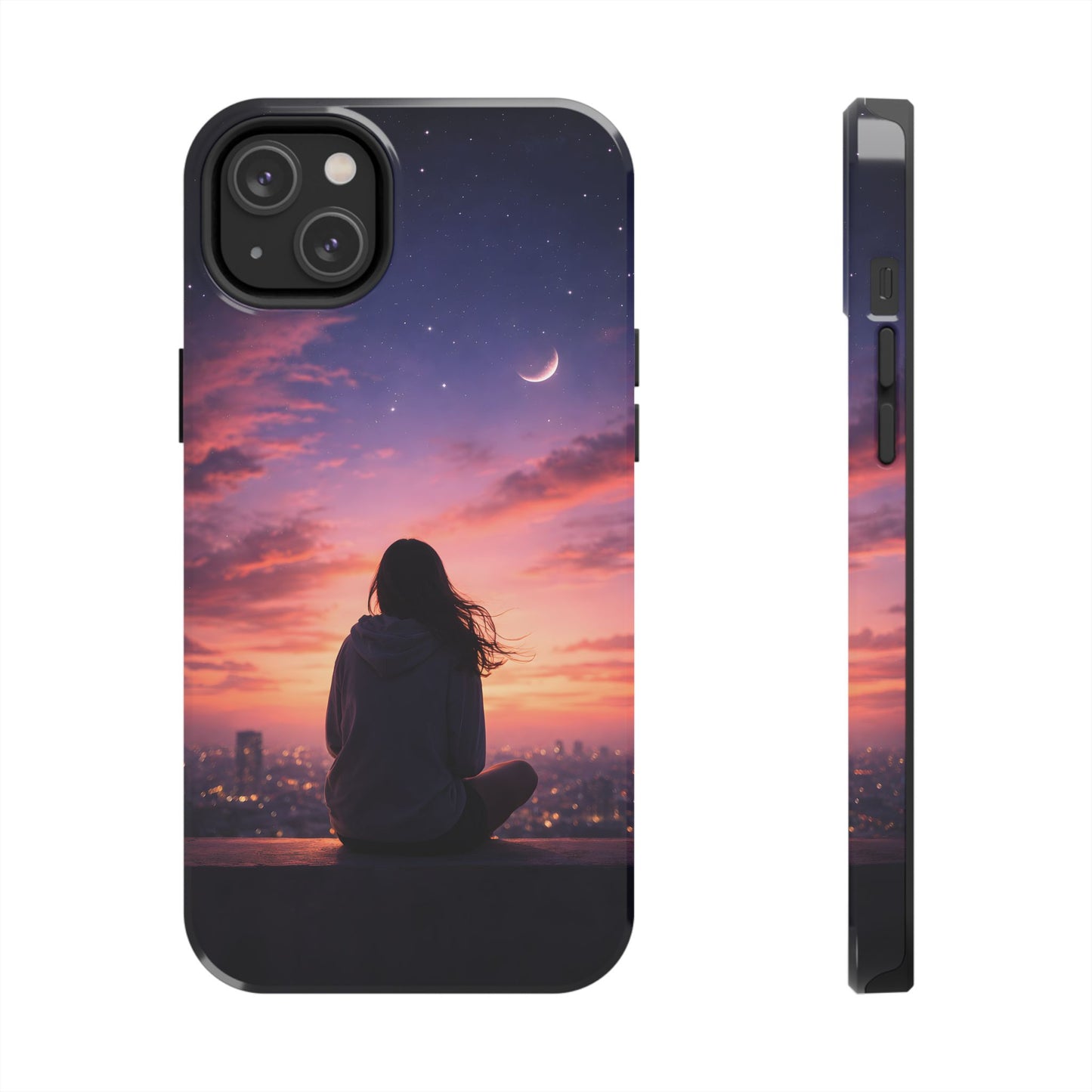 Dreamy Rooftop Sunset Tough Case - Lo-Fi Cityscape Cover for iPhone & Samsung