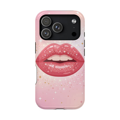Glamorous Pink Glitter Lip Magnetic Impact Case