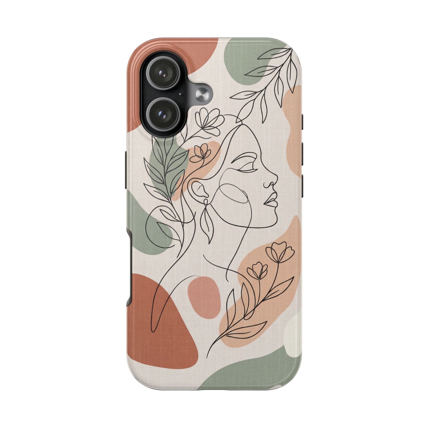 Earthy Abstract Female Line Art Tough Case - Minimalist Boho Cover for iPhone & Samsung