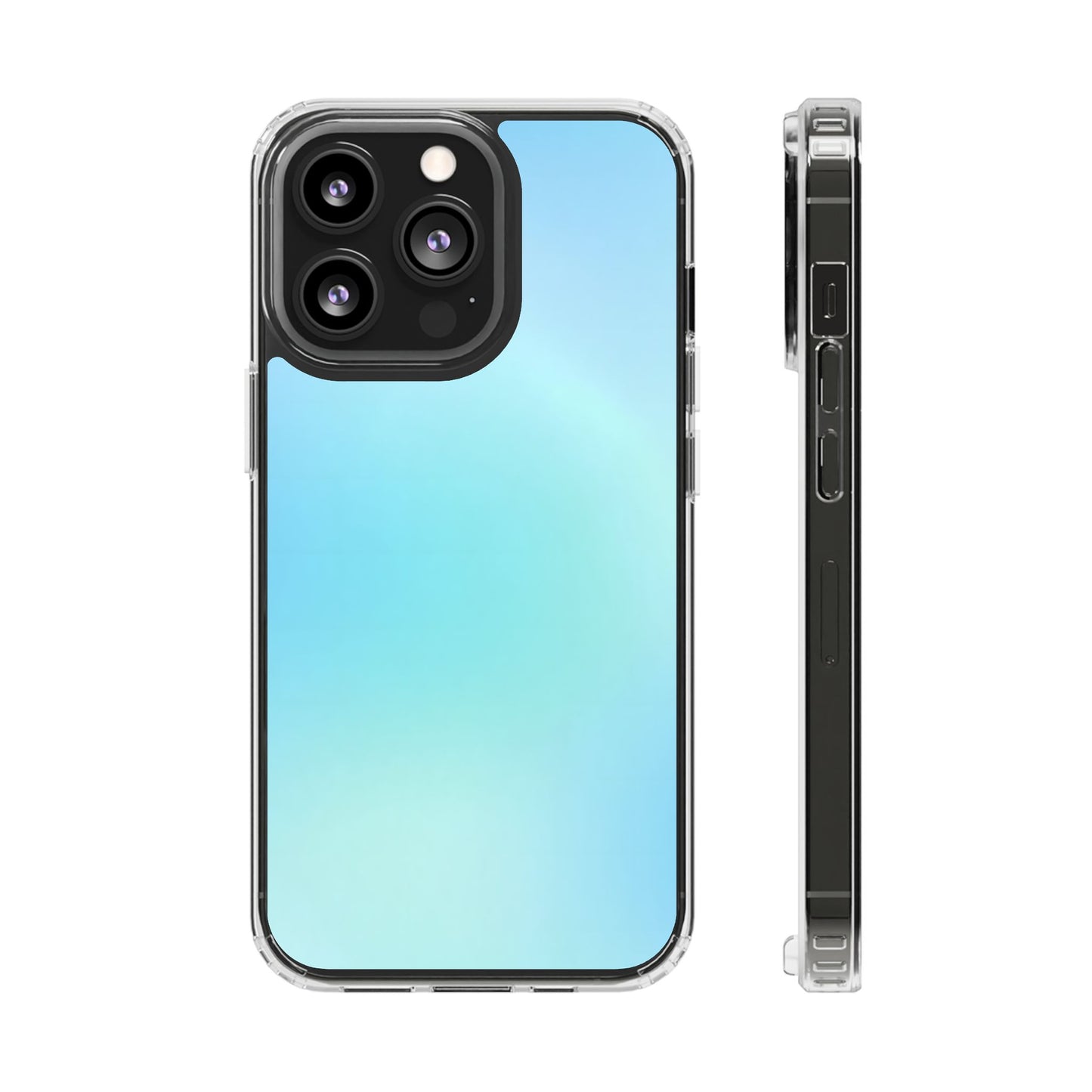 Sky Blue Aura Clear Case - MagSafe Compatible Pastel Gradient Cover