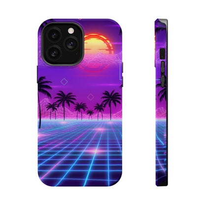 Neon Horizon: Premium Synthwave Sunset MagSafe Case