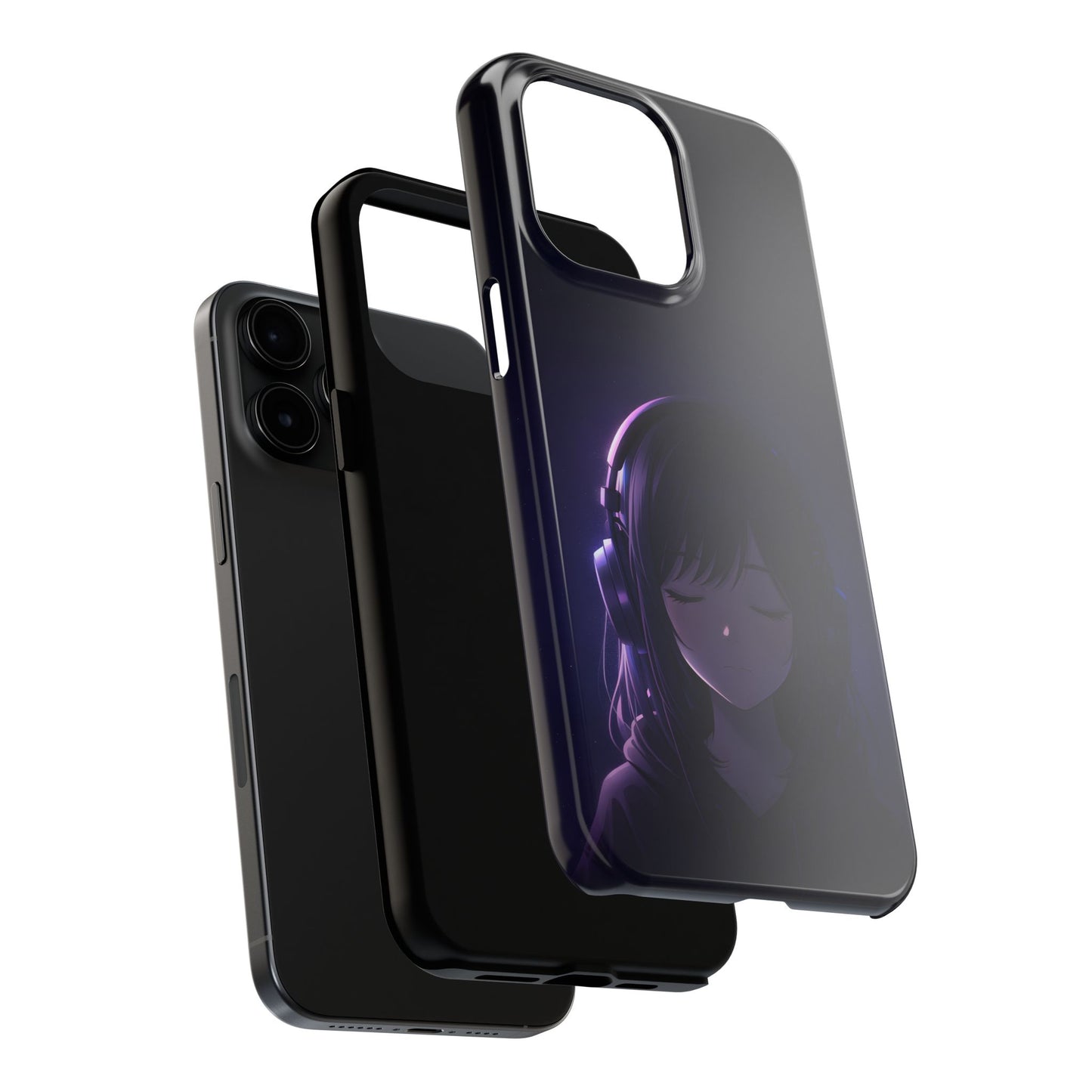 Midnight Lofi Anime Girl Tough Case - Deep Purple Music Cover for iPhone & Samsung