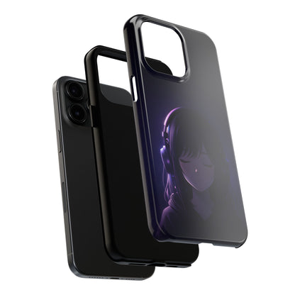 Midnight Lofi Anime Girl Tough Case - Deep Purple Music Cover for iPhone & Samsung