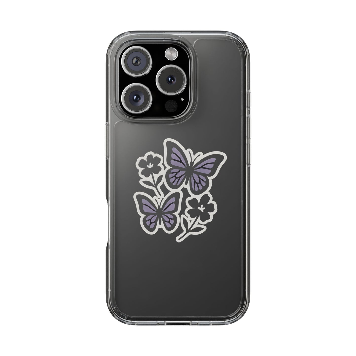 Clear Lavender Butterfly Case - Floral Botanical Transparent Cover for iPhone & Samsung