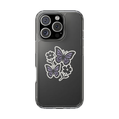 Clear Lavender Butterfly Case - Floral Botanical Transparent Cover for iPhone & Samsung