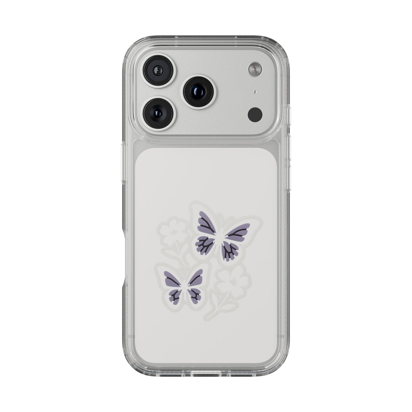 Clear Lavender Butterfly Case - Floral Botanical Transparent Cover for iPhone & Samsung