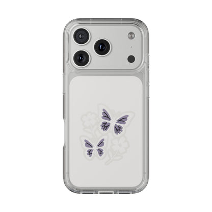 Clear Lavender Butterfly Case - Floral Botanical Transparent Cover for iPhone & Samsung