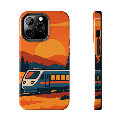 Golden Hour Express Tough Case - Minimalist Sunset Train Aesthetic Cover