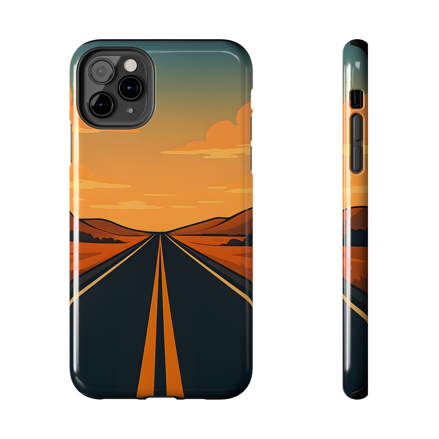 Endless Highway Tough Case - Minimalist Sunset Road Trip Aesthetic Cover