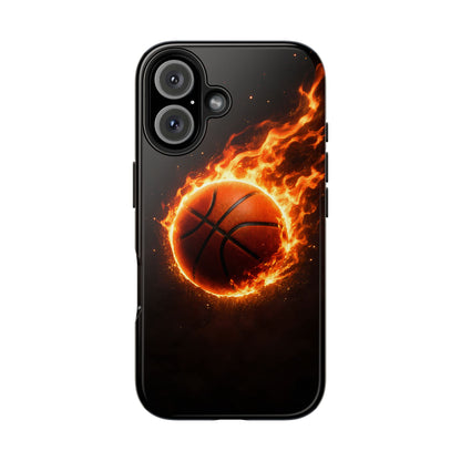 Flaming Basketball Tough Case - Fire Ball Sports Cover for iPhone & Samsung