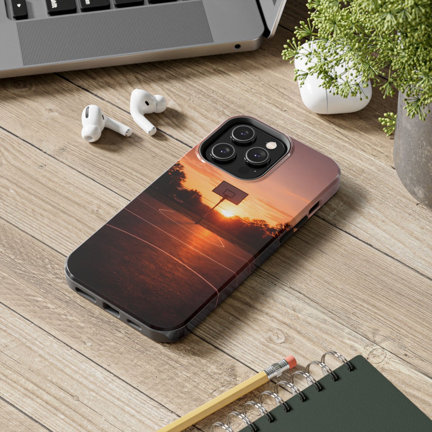 Golden Hour Basketball Court Tough Case - Urban Sunset Cover for iPhone & Samsung