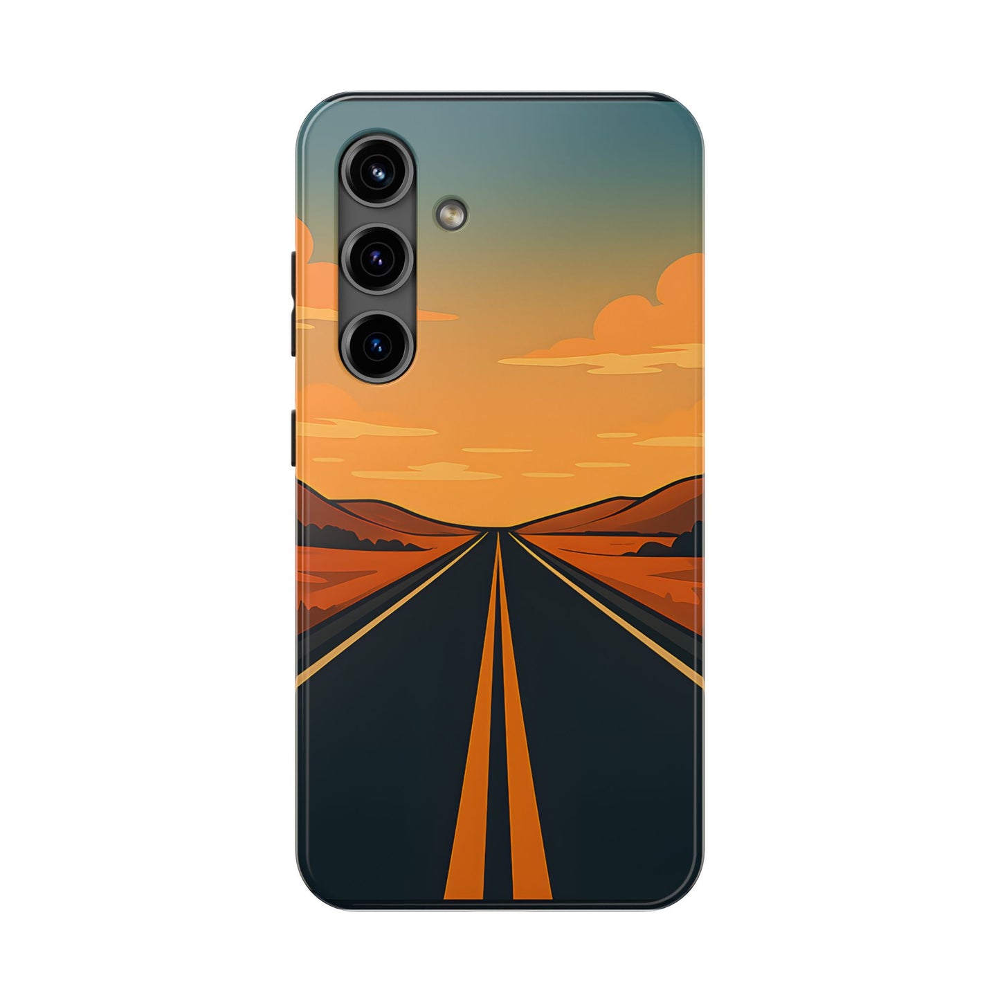 Endless Highway Tough Case - Minimalist Sunset Road Trip Aesthetic Cover
