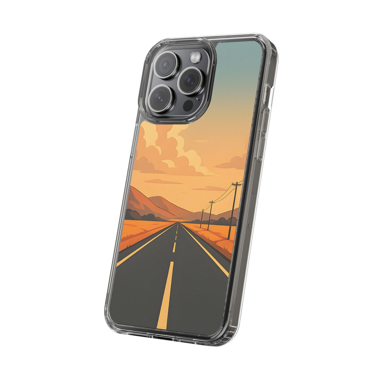 Clear Open Road Sunset Case - Minimalist Journey Aesthetic Transparent Cover