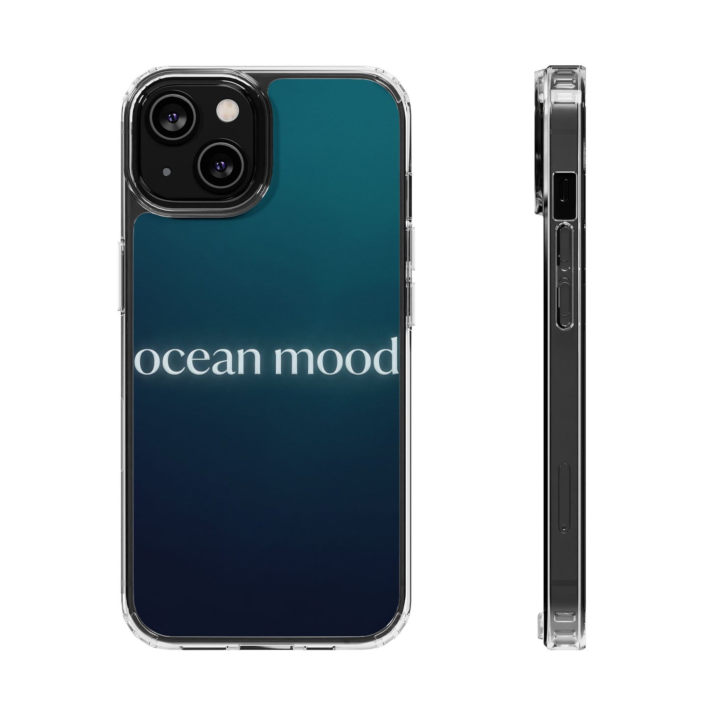 Dark Ocean Mood Clear Case - MagSafe Compatible Teal Gradient Cover