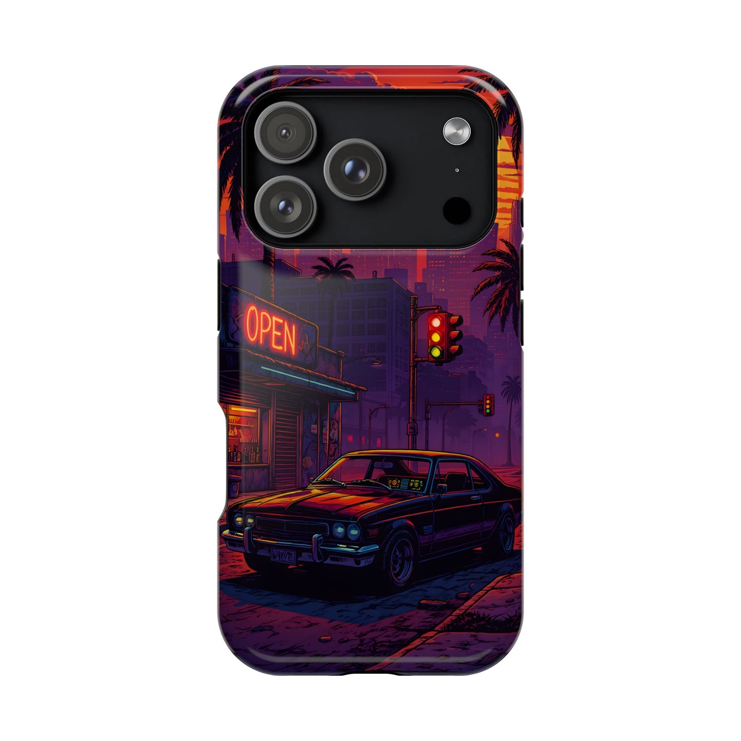 Lofi Midnight Drive: Retro Muscle Car MagSafe Case