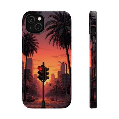 Lofi City Sunset: Aesthetic Urban Palm Tree MagSafe Case