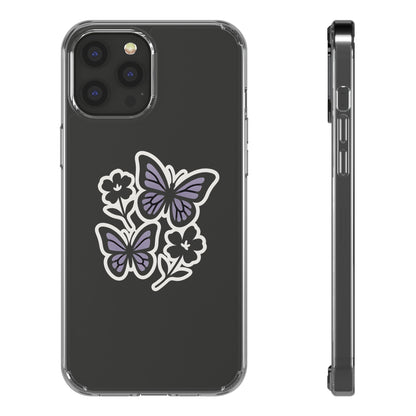 Clear Lavender Butterfly Case - Floral Botanical Transparent Cover for iPhone & Samsung