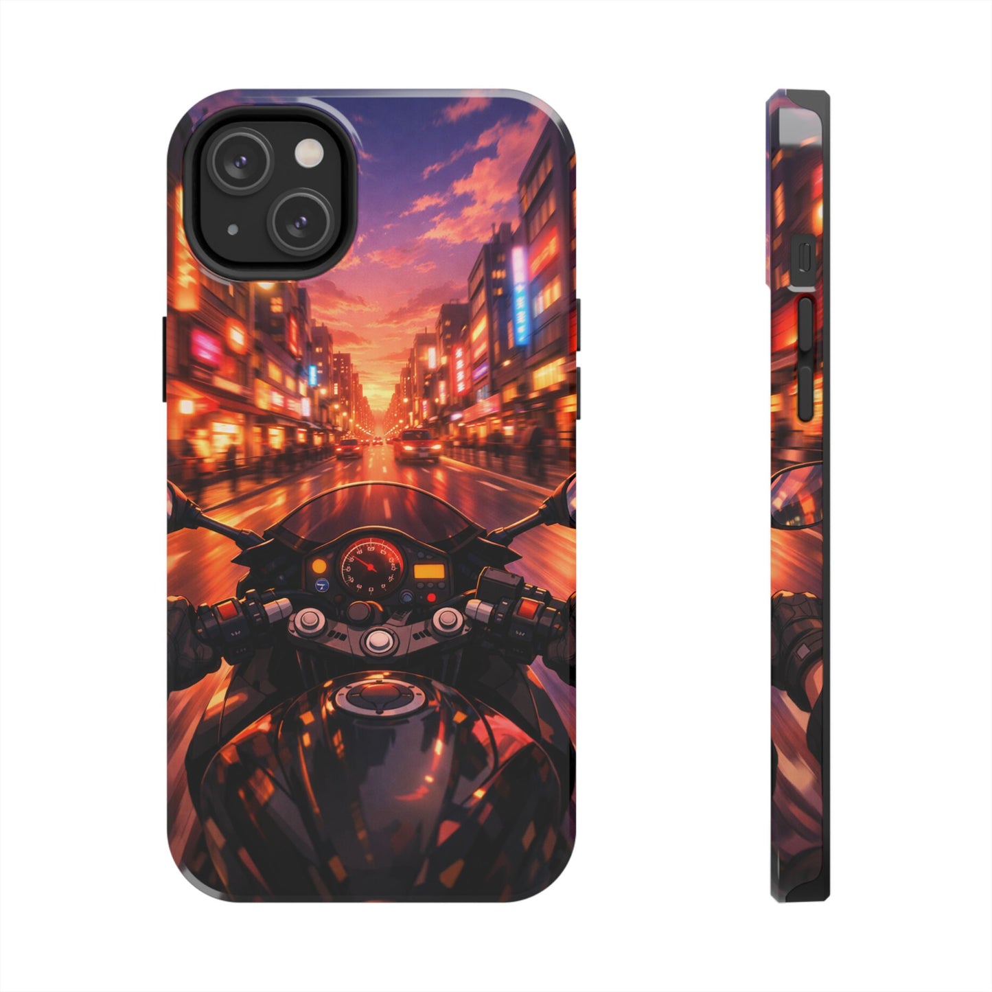 Motorcycle City POV Tough Case - Urban Sunset Rider Cover for iPhone & Samsung