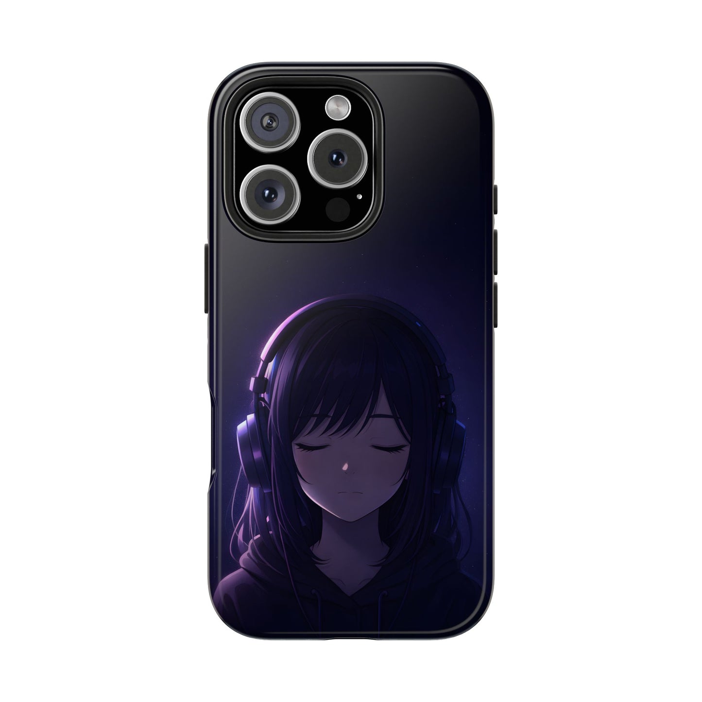 Midnight Lofi Anime Girl Tough Case - Deep Purple Music Cover for iPhone & Samsung