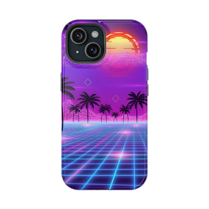 Neon Horizon: Premium Synthwave Sunset MagSafe Case