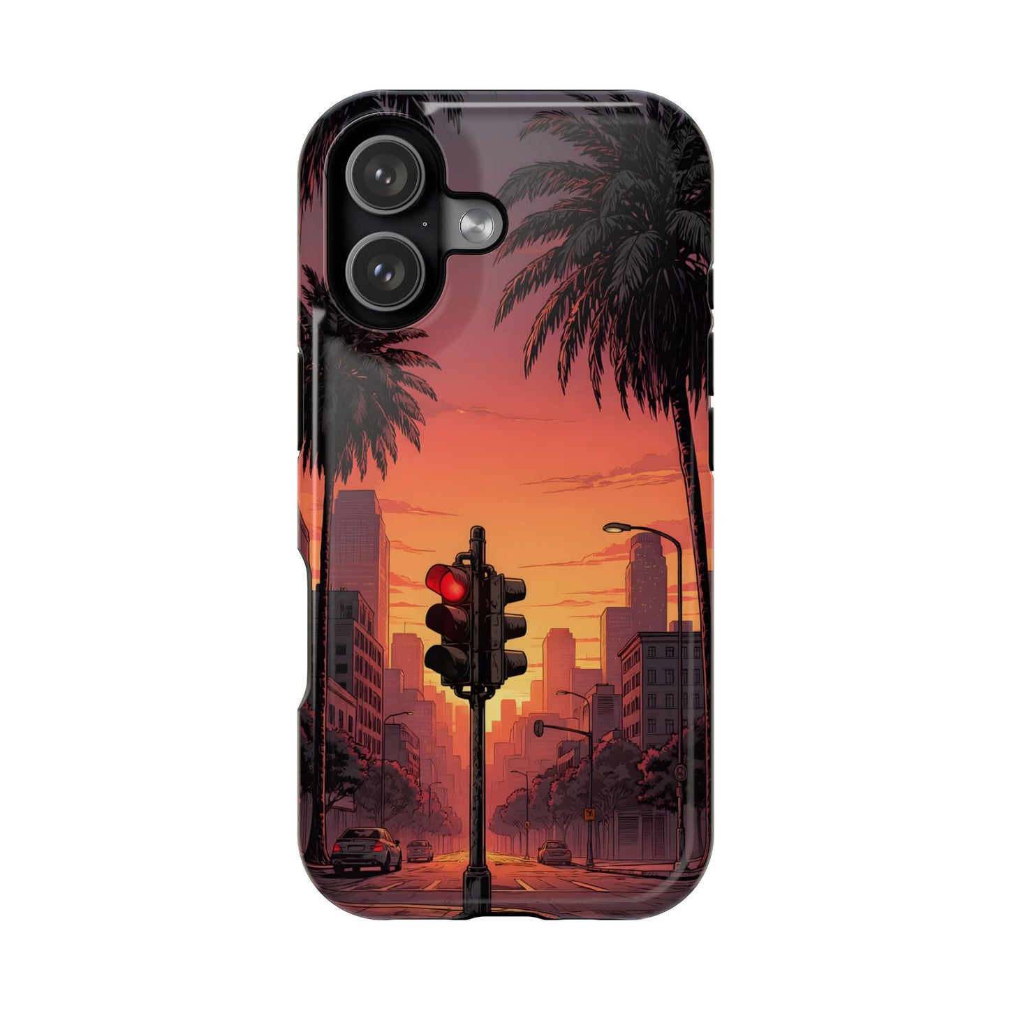Lofi City Sunset: Aesthetic Urban Palm Tree MagSafe Case