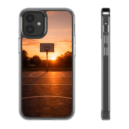 Clear Golden Hour Basketball Case - Urban Sunset Court Transparent Cover