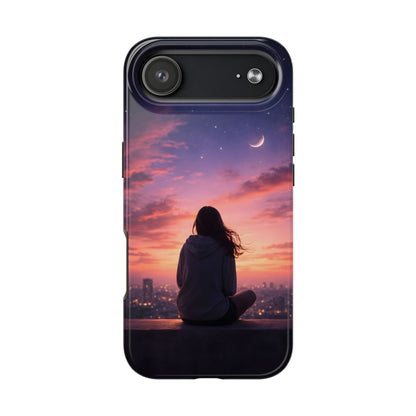 Dreamy Rooftop Sunset Tough Case - Lo-Fi Cityscape Cover for iPhone & Samsung