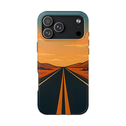 Endless Highway Tough Case - Minimalist Sunset Road Trip Aesthetic Cover
