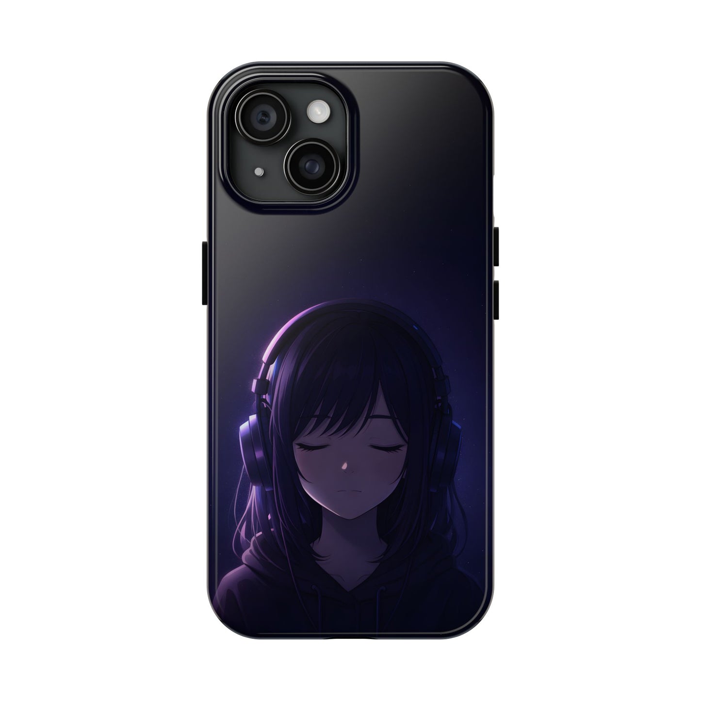 Midnight Lofi Anime Girl Tough Case - Deep Purple Music Cover for iPhone & Samsung