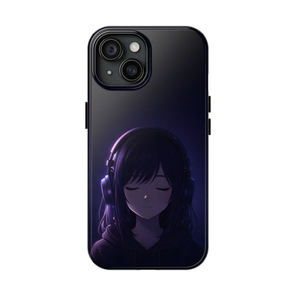 Midnight Lofi Anime Girl Tough Case - Deep Purple Music Cover for iPhone & Samsung
