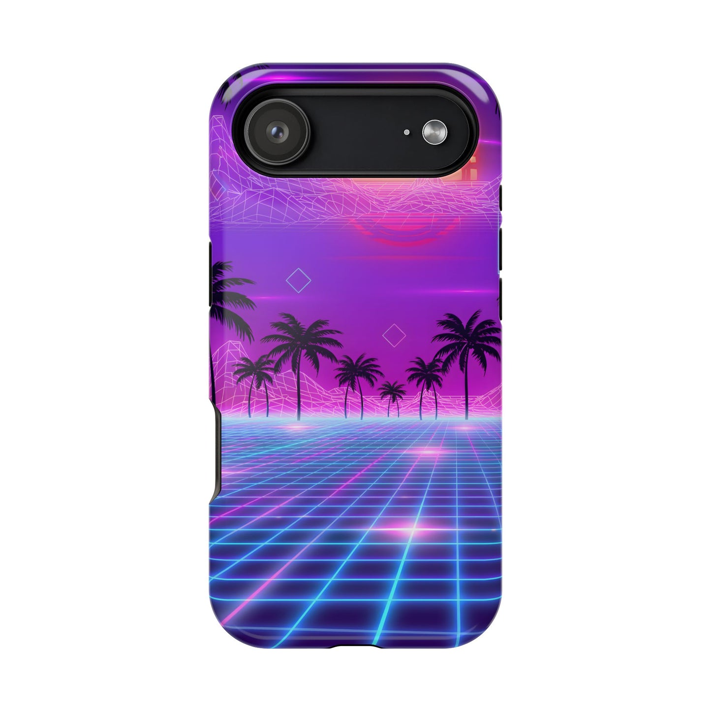 Neon Horizon: Premium Synthwave Sunset MagSafe Case