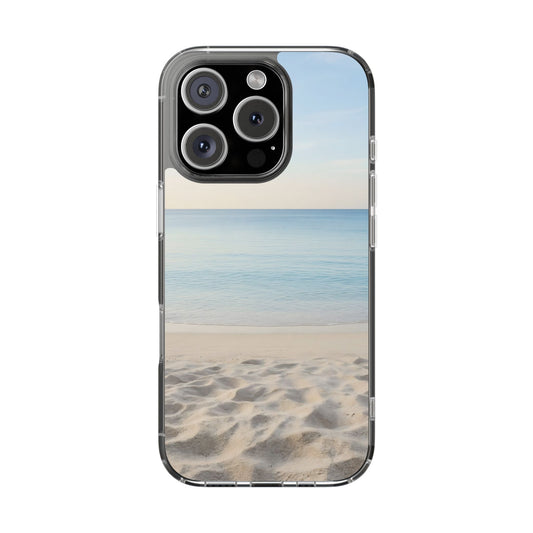 Serene Shoreline Clear Case - MagSafe Compatible Coastal Aesthetic