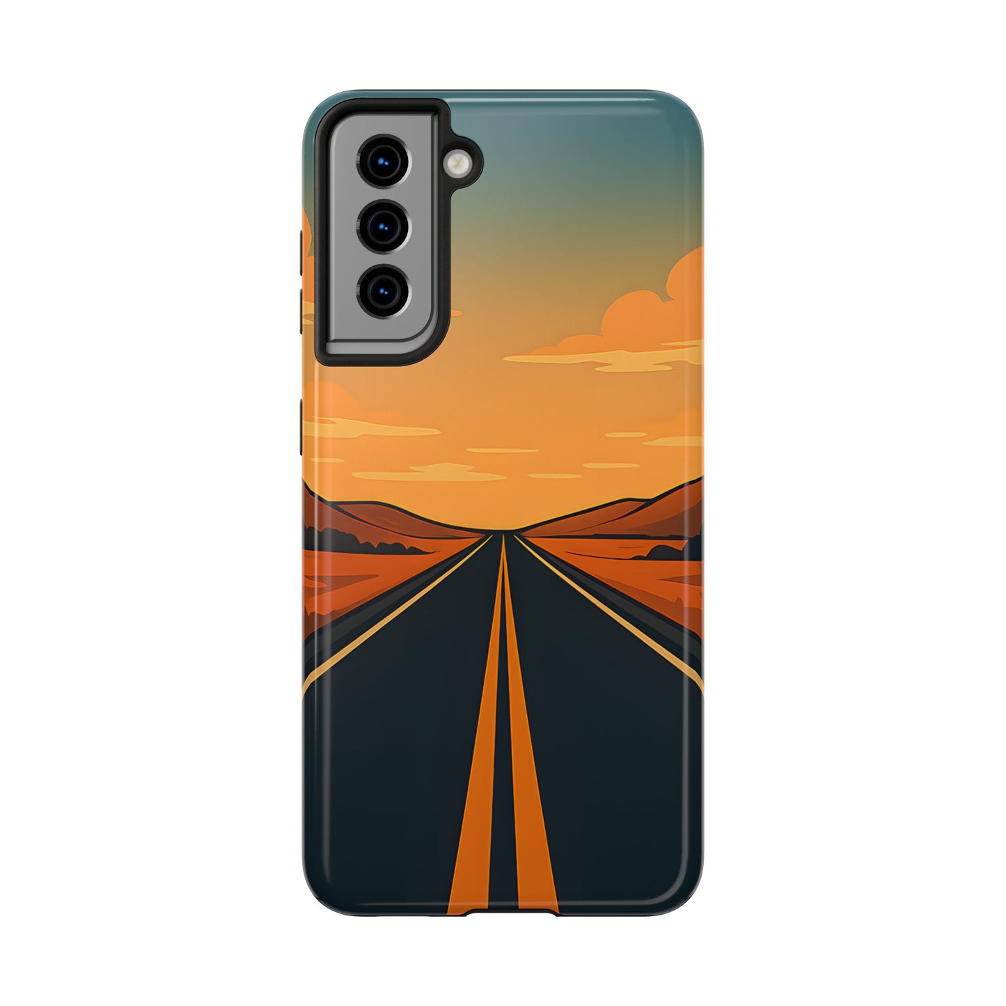 Endless Highway Tough Case - Minimalist Sunset Road Trip Aesthetic Cover