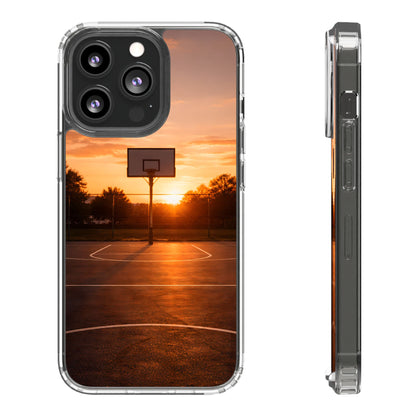 Clear Golden Hour Basketball Case - Urban Sunset Court Transparent Cover