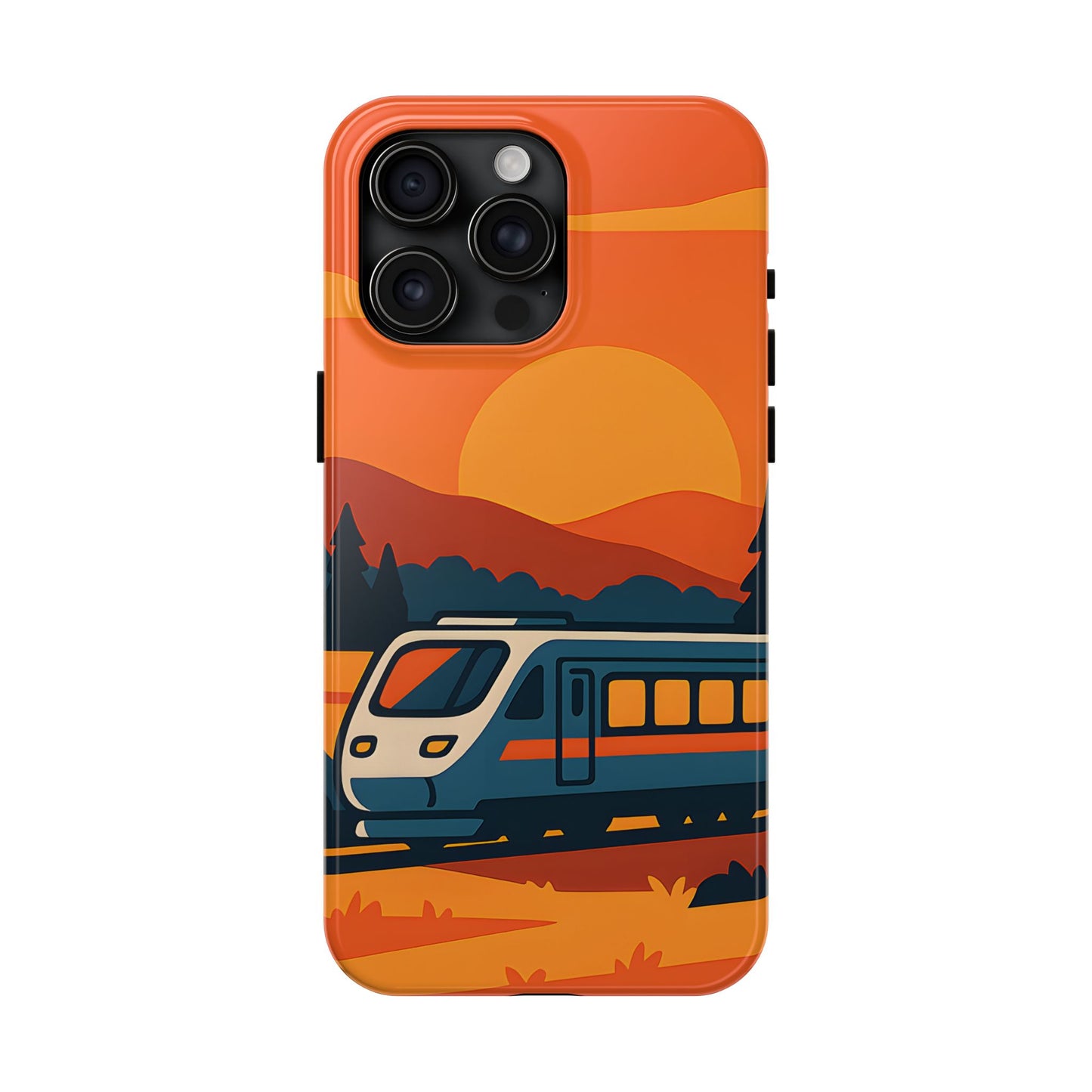 Golden Hour Express Tough Case - Minimalist Sunset Train Aesthetic Cover