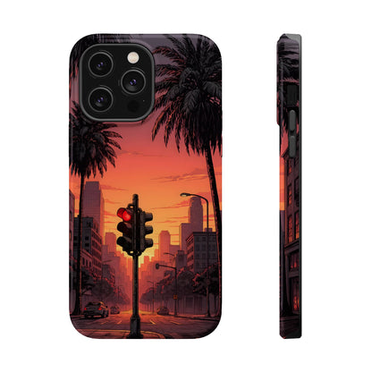 Lofi City Sunset: Aesthetic Urban Palm Tree MagSafe Case