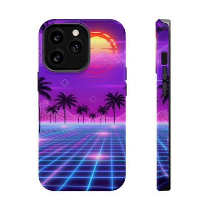 Neon Horizon: Premium Synthwave Sunset MagSafe Case