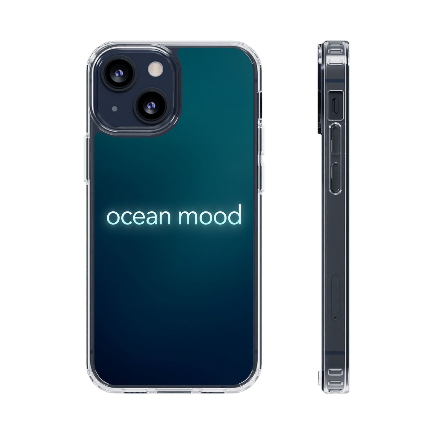 Dark Ocean Mood Neon Typography Case - MagSafe Compatible Minimalist Cover